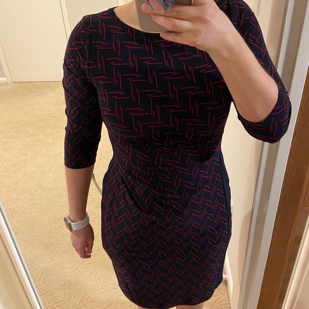 NWT Ralph Lauren Long Sleeve Navy and Red Dress 2P